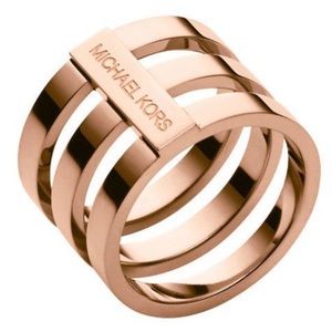NWT Michael Kors Triple Band Rose Gold Ring w/ bag